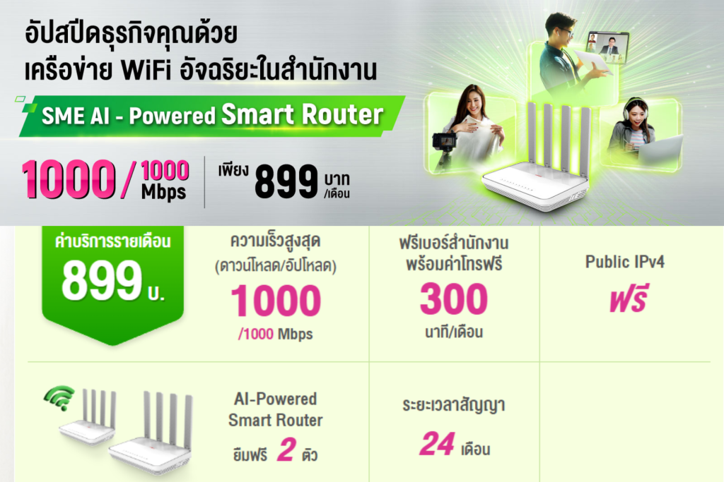 ติดเน็ต ais อัปสปีดธุรกิจด้วย SME AI 1000/1000Mbps