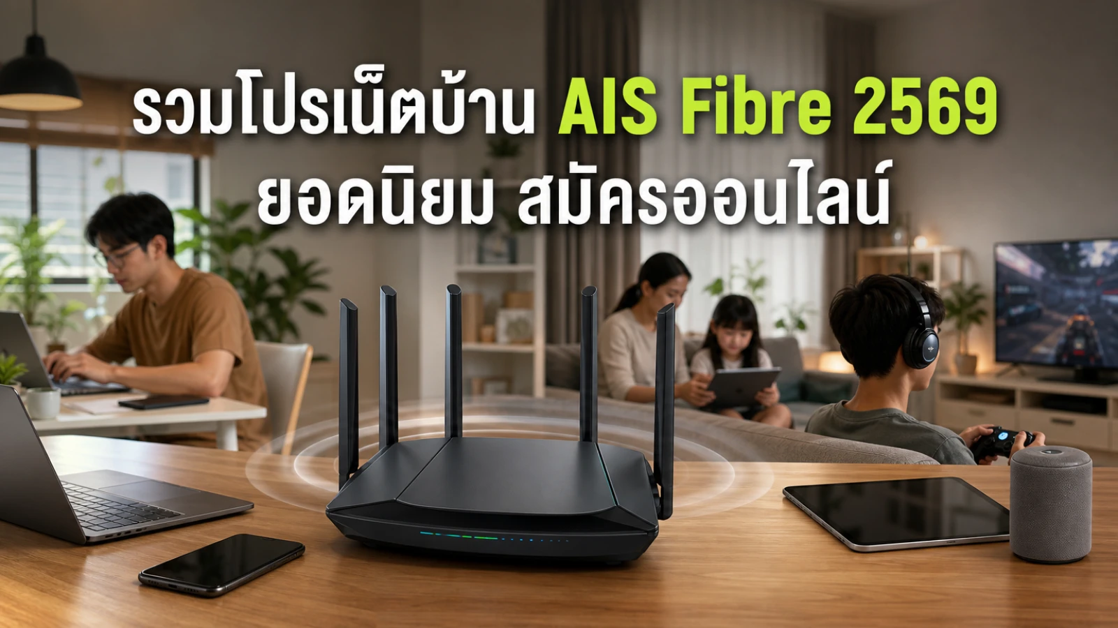 รวมโปรเน็ตบ้าน AIS Fibre 2569 ยอดนิยม สมัครออนไลน์ จองคิว รู้วันติดตั้งได้เลย — ติดเน็ตบ้าน ais